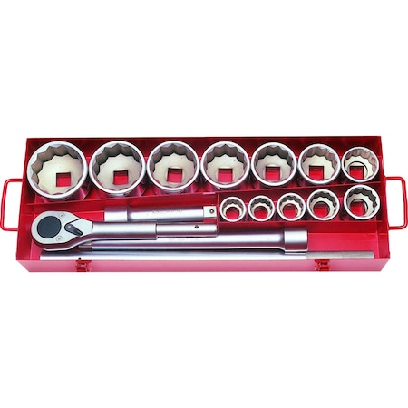 Socket Set 12 Point 15 Pieces 1 Sq. Drive